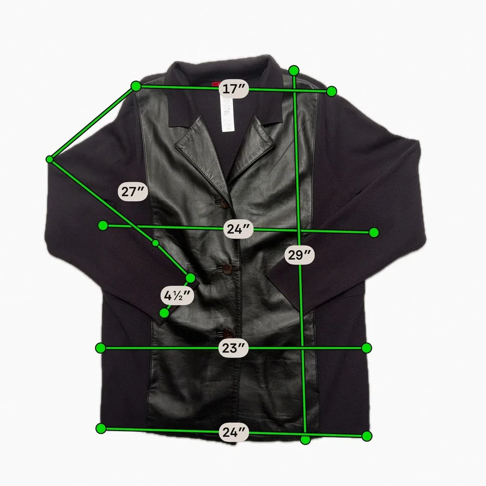 Anne Klein Womens 2X Black‎ Leather Mixed Media Moto Style Jacket